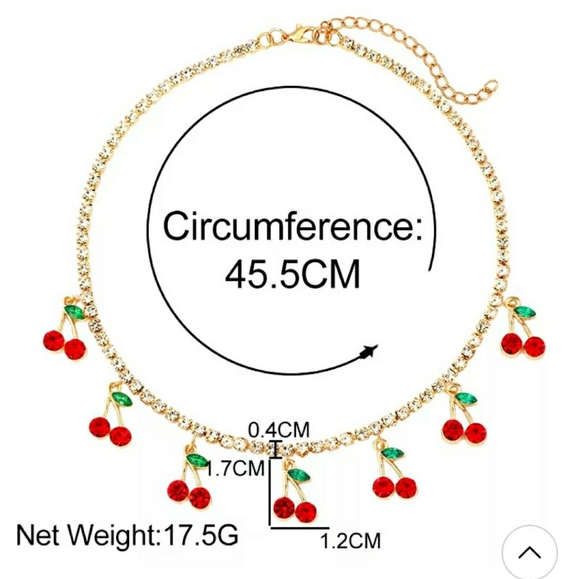 Crystal red cherry choker with crystal gold chain - Picture 6 of 6